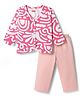 Babyhug Single Jersey Knit Full Sleeves Top & Leggings Set with Abstract Print - Pink