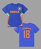 KAVEE Pure Cotton Half Sleeves India Cricket Team Jersey 18 Text Printed Tee - Royal Blue