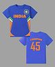 KAVEE Pure Cotton Half Sleeves India Cricket Team Jersey 45 Text Printed Tee - Royal Blue