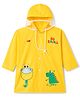 Babyhug Full Sleeves Raincoat with Dino Print - Golden