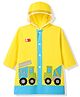 Babyhug Full Sleeves Raincoat with Truck Print - Yellow
