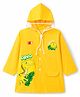 Babyhug Full Sleeves Raincoat with Dino Print - Golden