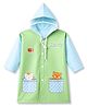 Babyhug Full Sleeves Knee Length Hooded Raincoat with Kitten Print - Light Green