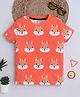 BABY NATION Knitted Knit Half Sleeves Bunny Printed Tee - Orange