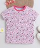 BABY NATION Cotton Knit Half Sleeves Floral Printed Tee - Red