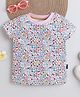 BABY NATION Cotton Knit Half Sleeves Floral Printed Tee - Light Pink