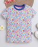 BABY NATION Cotton Knit Half Sleeves Floral Printed Tee - Blue