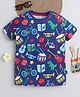 BABY NATION Cotton Knit Half Sleeves Musical Drums Printed - Navy Blue