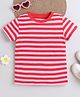 BABY NATION Cotton Knit Half Sleeves Striped Tee - Red