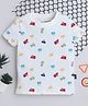 BABY NATION Cotton Knit Half Sleeves Vehicles Printed Tee -  White