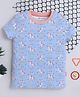 BABY NATION Cotton Knit Half Sleeves Unicorn Printed Tee - Blue