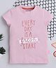 BABY NATION Knitted Knit Half Sleeves Everyday Is A Fresh Start Glittered Text Printed Tee - Light Pink