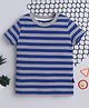 BABY NATION Knitted Knit Half Sleeves Striped Tee - Navy Blue