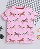 BABY NATION Cotton Knit Half Sleeves Horse Printed Tee - Pink
