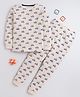 BABY NATION Cotton Knit Full Sleeves Tractor Printed Coordinating Night Suit - Cream