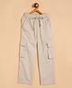 StyloBug Linen Woven Solid Cargo Pants - Cream