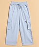 StyloBug Linen Woven Solid Cargo Pants - Blue