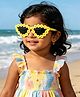 Pine Kids Solid Coloured Sunglasses with Floral Applique  - Yellow