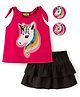 Tiara Cotton Jersey Knit Sleeveless  Unicorn Designed Reversible Sequins Embellished Top & Skort Set - Pink