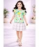 Tiara Cotton Elastane Knit Half Sleeves Frill Detailed Floral Printed Top & Skort Set - Green