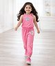 Tiara Cotton Jersey Knit Sleeveless Reversible Sequins Embellished Heart Applique Detailed Top & Jogger Set - Pink