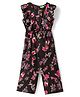 Tiara Cotton Spandex Knit Sleeveless Floral Printed Jumpsuit - Black