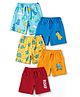 Doodle Poodle 100% Cotton Single Jersey Knit Dino Printed Shorts Pack of 5 - Aqua Yellow & Orange