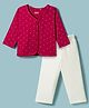 Babyhug Single Jersey Knit Full Sleeves Top & Leggings Set with Polka Dot Print - Maroon & White