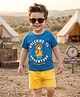 Babyhug Single Jersey Knit Half Sleeves T-Shirt & Shorts Set with Adventure Print - Blue & Yellow