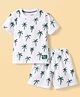 Smarty Boys Sinker Knit Half Sleeves T-Shirt & Shorts Co-ord Night Suit with Tree Print - Green