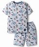 Smarty Boys 100% Cotton Knit Half Sleeves Co-Ords Text Printed T-Shirt & Shorts Night Suit - Light Blue