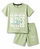 Smarty Boys Sinker Knit Half Sleeves Beach Theme Printed T-Shirt & Shorts Set - Light Green