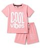 Smarty Boys 100% Cotton Knit Half Sleeves Text Printed T-Shirt & Shorts Set - Pink