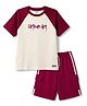 Smarty Boys 100% Cotton Knit Raglan Half Sleeves Text Printed T-Shirt & Shorts Set - Maroon