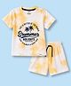 Smarty Boys Sinker Knit Half Sleeves Beach Theme Printed T-Shirt & Shorts Set - Yellow