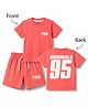 Smarty Boys Sinker Knit Half Sleeves Text Printed T-Shirt & Shorts Set - Orange