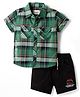 Smarty Boys Cotton Knit Half Sleeves Checkered Shirt & Shorts Set - Green