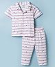 Smarty Boys Sinker Knit Half Sleeves Co-ords Striped Shirt & Pajama Night Suit with Ship Print - Pink