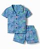 Smarty Boys Sinker Knit Half Sleeves Co-ords Shirt & Shorts Night Suit with Gaming Print - Blue