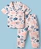 Smarty Boys Sinker Knit Half Sleeves Co-ords Shirt & Pajama Night Suit with Space Theme Print - Light Peach