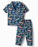 Smarty Boys Sinker Knit Half Sleeves Co-ords Shirt & Pajama Night Suit with Skating Print - Teal Blue