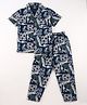Smarty Boys Sinker Knit Half Sleeves Co-ords Shirt & Pajama Night Suit with Skating Print - Teal Blue