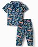 Smarty Boys Sinker Knit Half Sleeves Shirt & Pyjama Co-ord Night Suit With Skateboarding Print - Navy Blue