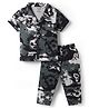 Smarty Boys Sinker Knit Half Sleeves Co-ords Shirt & Pajama Night Suit with Ball Print - Charcoal Grey