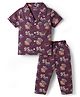 Smarty Boys Sinker Knit Half Sleeves Co-ords Shirt & Pajama Night Suit with Sport Print - Purple