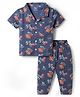 Smarty Boys Sinker Knit Half Sleeves Co-ords Shirt & Pajama Night Suit with Sport Print - Blue
