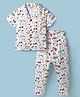 Smarty Boys Sinker Knit Half Sleeves Co-ords Shirt & Pajama Night Suit with Traffic Print - White