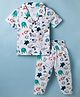 Smarty Boys Sinker Knit Half Sleeves Co-ords Shirt & Pajama Night Suit with Space Theme Print - Light Grey