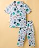 Smarty Boys Sinker Knit Half Sleeves Co-ords Shirt & Pajama Night Suit with Space Theme Print - Light Blue