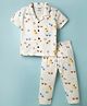 Smarty Boys Sinker Knit Half Sleeves Co-ords Shirt & Pajama Night Suit with Car Print - Cream
